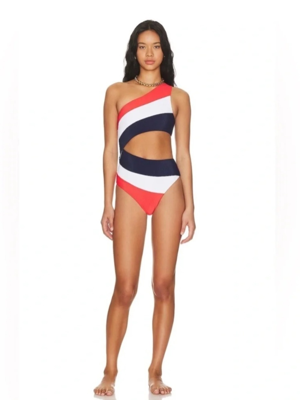 NWT Beach Riot Joyce Colorblock One Shoulder One Piece Swimsuit Sz XS